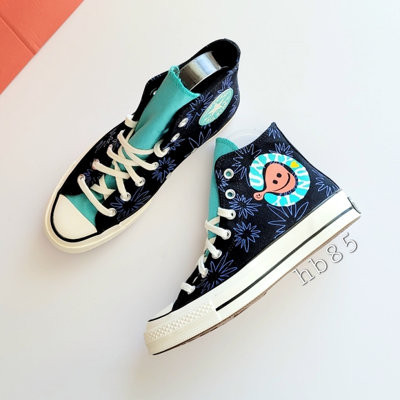 Converse Chuck 70 Hi Sunny Floral Black Washed Teal Game Royal Women's 8 - Picture 2 of 6
